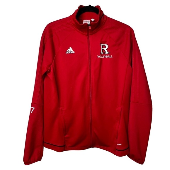 Rutgers Adidas Red Volleyball Climacool Full Zip Jacket Women’s #17 Big 10 SZ L - Picture 1 of 7
